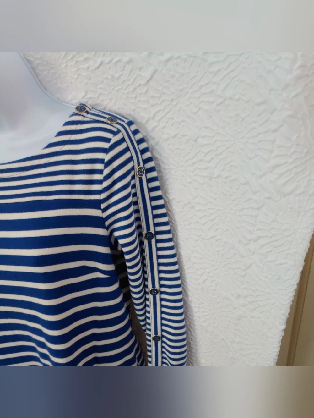 Talbots Blue and White Striped Boatneck Top - Picture 4 of 7